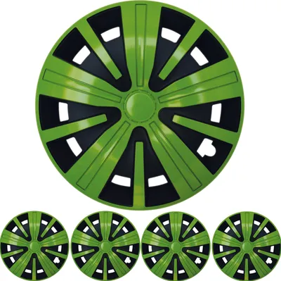 Zdjęcie produktu dla 4x kołpaki PREMIUM DESIGN Spinel UP TO 15 INCH w kolorze zielono czarnym