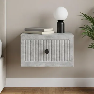 Immagine prodotto di vidaXL Comodino da parete grigio cemento 33 x 34,5 x 20 cm