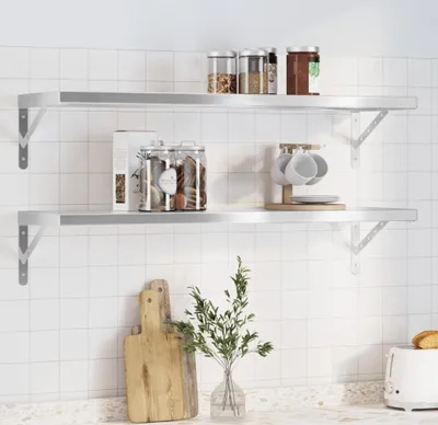 Obrázek produktu pro Maison Exclusive – nástěnné police, 2 ks, 100 × 30 cm, stříbrná nerezová ocel