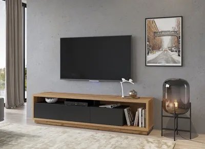 Produktbild von Lowboard CELINE TV-Element 200x45x50cm wotan eiche / schwarz matt