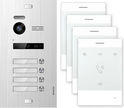 Produktbild von Balter EVO Silber Video Türsprechanlage EVO-TALK 2-Draht BUS Komplettsystem für 4 Teilnehmer