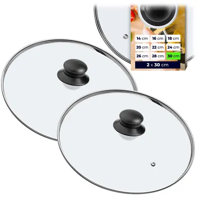 Produktbild von KADAX Glasdeckel Set "Pecoraro", Deckel mit Griff, mit Dampfloch, Topf- und Pfannendeckel, 30 cm, 2 Stück