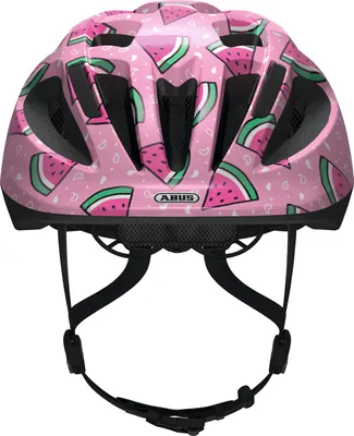 Produktbild von ABUS Kinderhelm Smooty 2.0 - Robuster Fahrradhelm für Kleinkinder im Beifahrersitz - für Mädchen und Jungen - Rosa mit Melonenmuster, Größe M (50-55 cm)