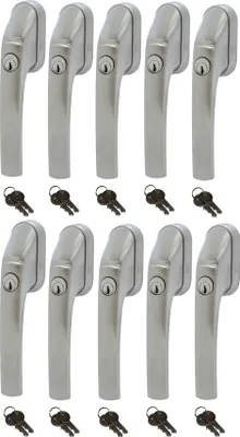 Produktbild von ABUS FG300 ER, abschließbarer Fenstergriff in Edelstahl-Optik, im Set 10 Stück alle gleichschließend AL0145 mit insgesamt 20 Schlüssel