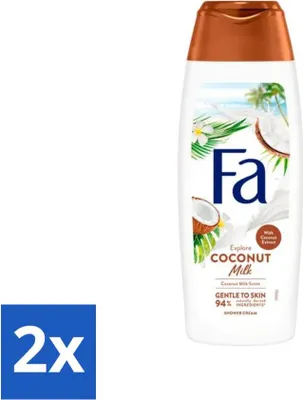 Obrázek produktu pro Fa - sprchový gel - kokosové mléko - hydratační a zklidňující - zvláčňující - 250 ml - hodnotné balení - 2 kusy