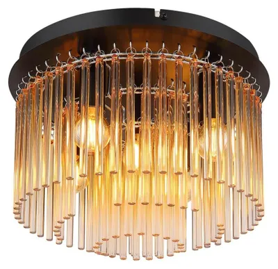 Productafbeelding van Zwarte plafondlamp Gorley met glas Ø 32cm