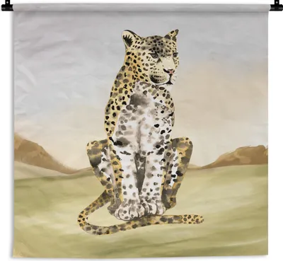 Produktbild von MuchoWow® Wandteppich Wandbehang Leopard - Dschungel - Gras 150x150 cm Tapisserie Dekoration Wandtuch - Wohnaccessoires - Modernes