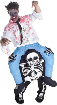 Immagine prodotto di Costume per adulti - Scheletro - Taglia: taglia unica - Set di Carnevale - Costume di Halloween - Set di Halloween - Abbigliamento da festa - Carnevale - Costume da uomo - Costume di Carnevale con imbracatura