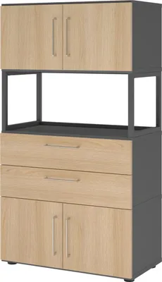 Produktbild von Kombischrank FlexWall 4OH 1offen graphit/eiche 4032062308530