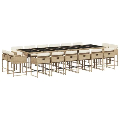 Produktbild von vidaXL 17-tlg. Garten-Essgruppe mit Kissen Beige Poly Rattan