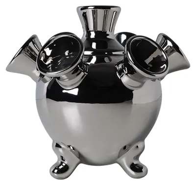 Image de Heinen Delfts Blauw – Vase à tulipes sur pied - Chrome - 16 cm