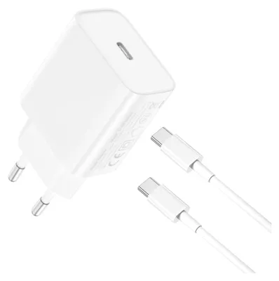 Image de 20W + 60W Set USB 3.1 Type C Câble chargeur compatible avec Xiaomi Redmi Note 14 13 12 11 Pro 4G 5G Pro + Plus Lite USB-C Maison Prise de courant BLANC