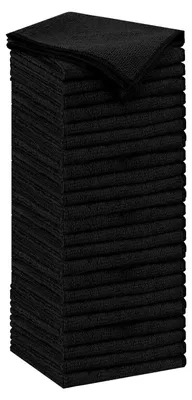 Produktbild von 24 Stück Mikrofaser-Geschirrtücher, Reinigungstücher, Fensterputztücher, weich, hoch saugfähig, fusselfrei, für Küche, Haushalt, Auto, schwarz, 30 x 30 cm