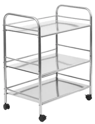 Produktbild von Servierwagen - Küchenwagen aus Edelstahl - 61x36x75 cm - 3 Ablagen - Rollwagen für Gastronomie und Hotel - Silber