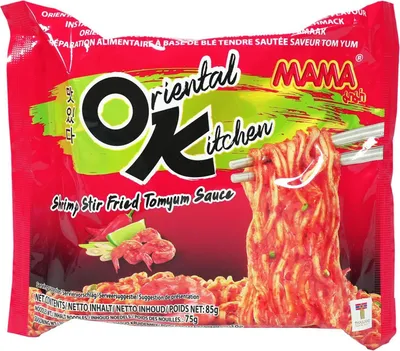 Zdjęcie produktu dla Mama OK – smażony makaron z krewetkami w sosie tom yum, 85 g