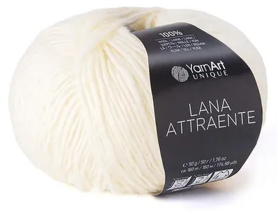 Produktbild von YarnArt Unique Lana Attraente 6602 Wolle 100% 50g/160m Creme-Weiß