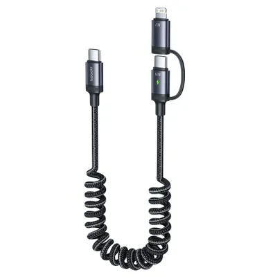 Produktbild von USB-C Kabel 60W Schnellladekabel Spiralkabel für iPhone Samsung Auto Ladekabel