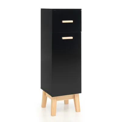Zdjęcie produktu dla Szafka łazienkowa COSTWAY z drewna z szufladą, szafka podłogowa z regulowanymi półkami, wolnostojąca, 30 x 30 x 102 cm