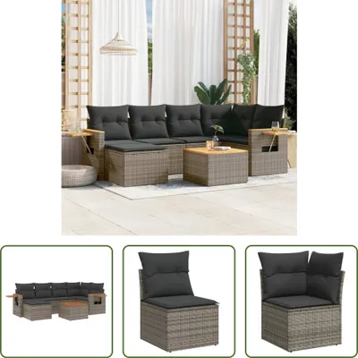 Produktbild von The Living Store 7-tlg. Garten-Sofagarnitur mit Kissen Grau Poly Rattan