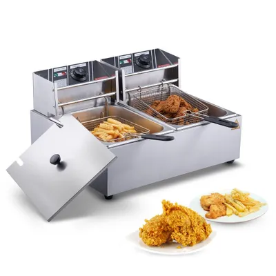 Image de Friteuse électrique commerciale - 2500W+2500W Acier inoxydable - Amovible.