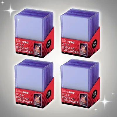 Produktbild von 4x Ultra PRO Clear Regular Toploader 3" x 4" | je 25 Stück | Karten Schutzhüllen + Heartforcards Versandschutz