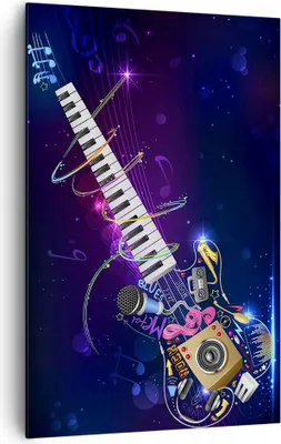 Produktbild von Bild auf Leinwand - Leinwandbild - Einteilig - Gitarre Instrument Musik Notiz - 80x120cm - Wand Bild - Wandbilder - Leinwanddruck - Wanddekoration - Leinwand bilder - Wandbild - PA80x120-2724