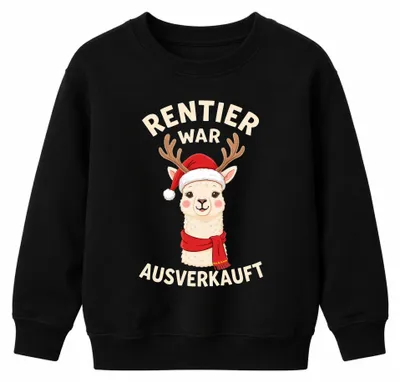 Produktbild von Rentier War t Alpaka Lama Ugly Christmas Kinder Sweatshirt Pullover, Schwarz, 152