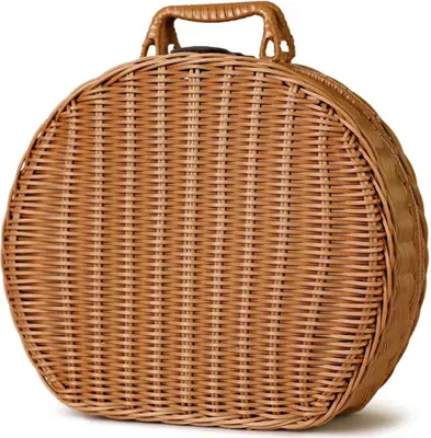 Obrázek produktu pro 1 kus kulatý vintage ratanový koš, 20 x 14,5 x 10 cm, tkaný úložný box s uchem, ratanový úložný box