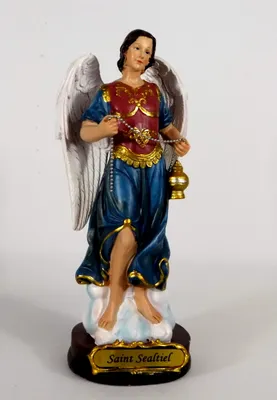 Produktbild von Heiliger Erzengel Sealtiel Deko Figur Skulptur Statue Gefäß Drachen Kruzifix
