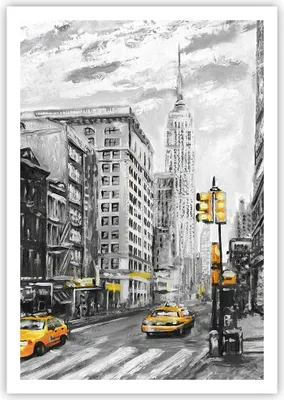 Produktbild von Poster - Poster ohne Rahmen - Stadt Taxi Wolkenkratzer Illustration - 70x100 cm - Wand Bild - Wanddeko - Wandbilder - Kunstposter - Wandposter - Bilder - Kunstdruck - Wandbild - P2XPA70x100-3148