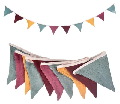 Baumwoll-Wimpelkette 236 cm, dreieckig, bunt, für Feste