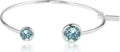 Produktbild von LUISIA® Einreihiger Armreif "Fjella" mit zwei Premium Kristallen - Silber / Aquamarine