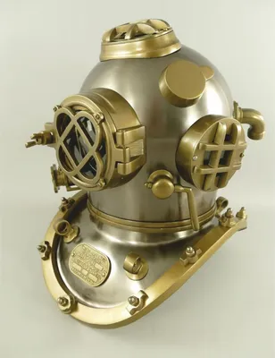 Produktbild von Casa Padrino Antik Stil Deko Taucherhelm Silber / Messing brüniert H. 47 cm