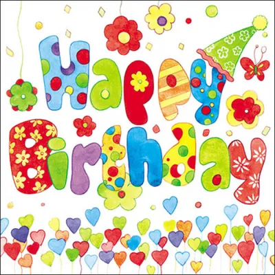 Produktbild von Servietten Papier 33x33cm 3-lagig mit Happy Birthday Motiv 20 Stk.