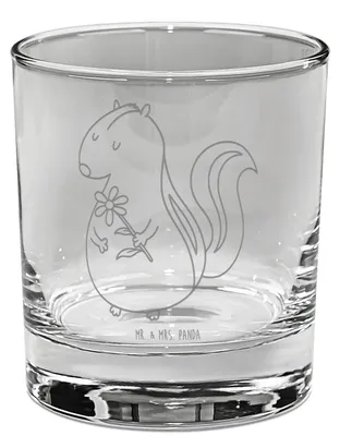 Produktbild von Mr. & Mrs. Panda Glas Stinktier Blume - Transparent - Geschenk, Longdrinkglas, Wildtier, Verträumt, Dreams, Tumbler, Skunk, für Gin, Raubtier, Cocktailglas, gravur
