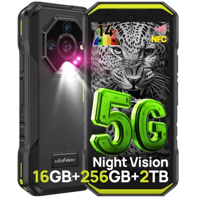 Image de Ulefone Armor X32Pro Téléphone Portable Incassable 5G 16Go+256Go Android 14 Smartphone 5500mAh 64MP+16MP+25MP Vision Nocturne 5.65" GPS/OTG/NFC - Vert