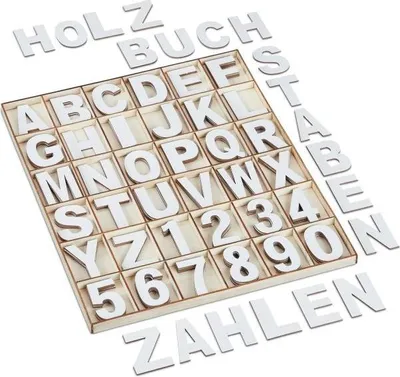 Produktbild von Buchstaben und Zahlen aus Holz 144 Teile
