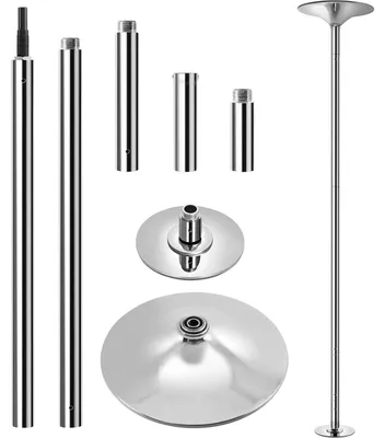 Produktbild von Pro Poledance Stange - & Static 45 mm Tanzstange - Tragbar abnehmbar Fitnessstange - Heim & Club Workout - Silber