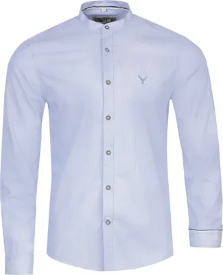 Produktbild von MarJo Herren Trachtenhemd "Benjamin" Stehkragen | Light Denim Größe: 4XL