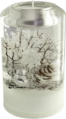 Productafbeelding van Gilde Dreamlight, theelichthouder, Candela Classic, Winter Story, sneeuwvlokmotief, dennenappelmotief, glas, wit, verpakking van 4 stuks, diameter: 7 cm, hoogte: 10,50 cm, 70788