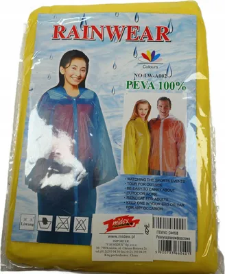 Produktbild von Regenponcho mit Kapuze Regenmantel Wasserdicht Notfallponcho Wandern 130cm Uni