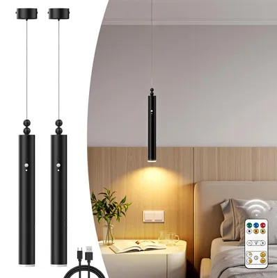 2er-Set drahtlose Pendelleuchten, dimmbar, 8 W, 600 lm, Akku