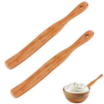 Productafbeelding van Set van 2 houten spatels voor koken, 28x3,3 cm met ophanggaatjes