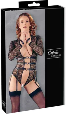 Produktbild von Cottelli BONDAGE Spitzen-Body mit Ouvert und Fesseln