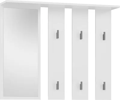 Produktbild von BDW, Wandgarderobe Modern mit Spiegel und Ablage, Weiß Parma, 15x100x81,5cm