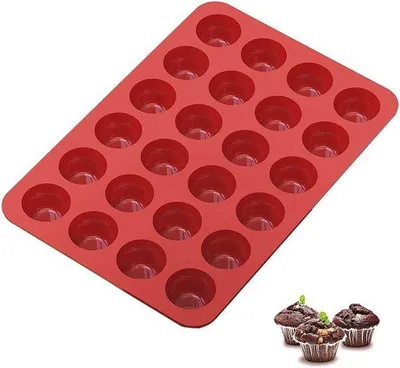 Zdjęcie produktu dla Formy silikonowe do mini muffinek, na 24 sztuki - nieprzywierające formy do muffinek i babeczek