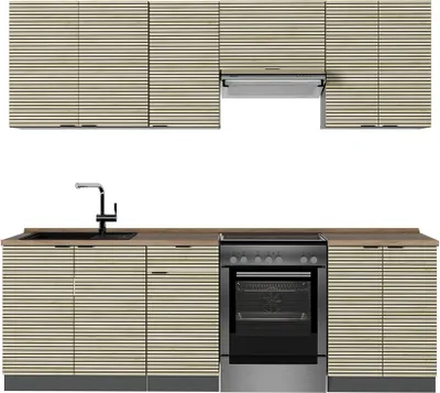 Produktbild von Küchenzeile Vicco Fame-Line Eiche Paneel/Anthrazit 240 cm , AP Eiche, Model 51495