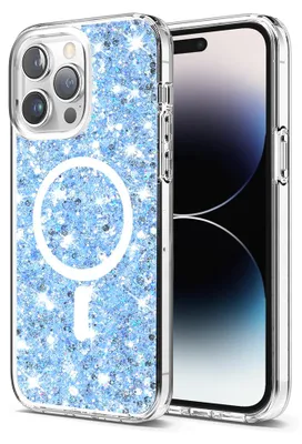 Produktbild von Techsuit Sparkly Glitter Back Cover Hülle mit MagSafe für Apple iPhone 14 Pro - Blau