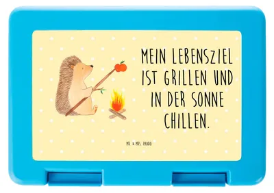 Produktbild von Mr. & Mrs. Panda Bento Box Igel Grillen - Gelb Pastell - Geschenk, Lustige Sprüche, Spruch, Lebensmittel Aufbewahrungsbox, Arbeitslos, Brot, Bentobox, Frühstücksbox
