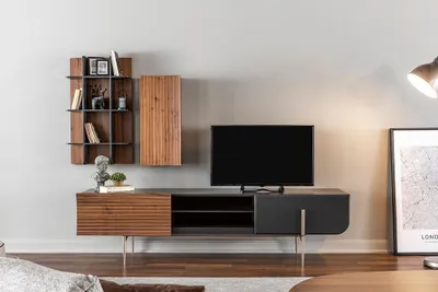 Produktbild von rtv Lowboard tv Ständer Regale Sideboard Holz Modern Braun Wohnzimmer